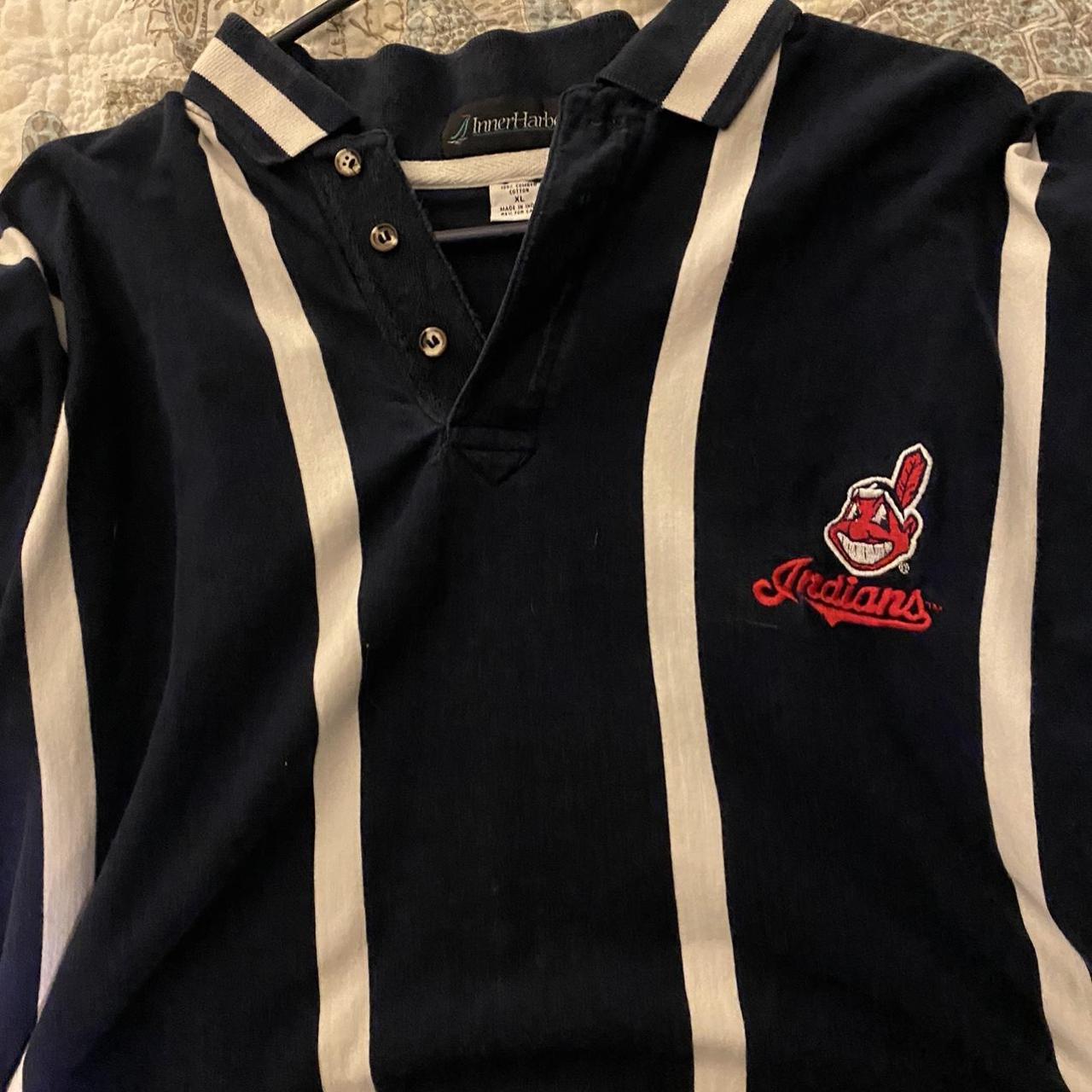 Vintage Cleveland Indians stripped short sleeve - Depop