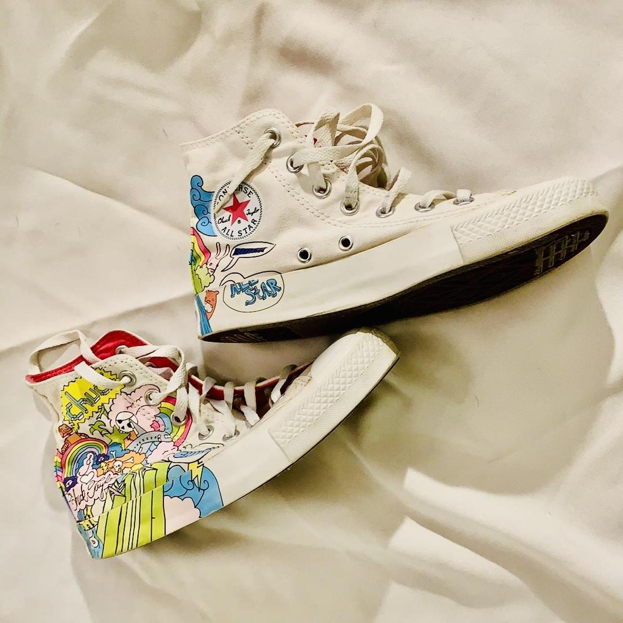 Converse Rainbow Notebook Print All Star High Tops. Depop