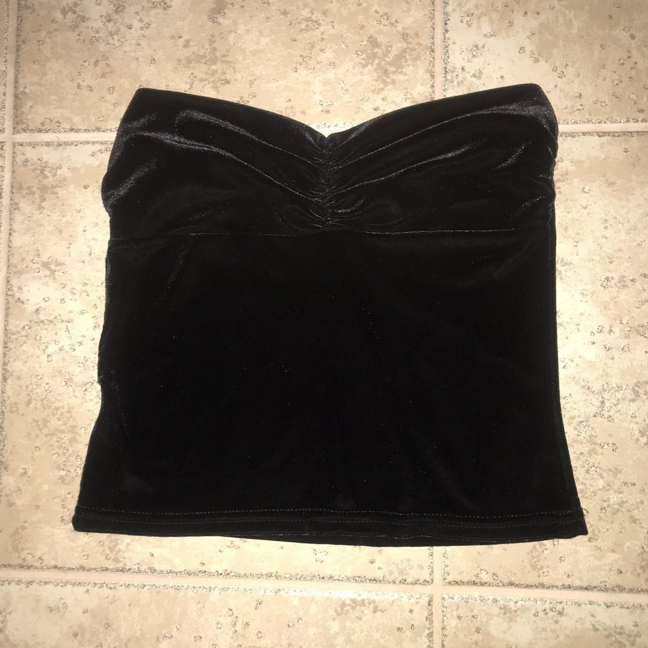 Black velvet tube top. Measurements: chest 27” |... - Depop