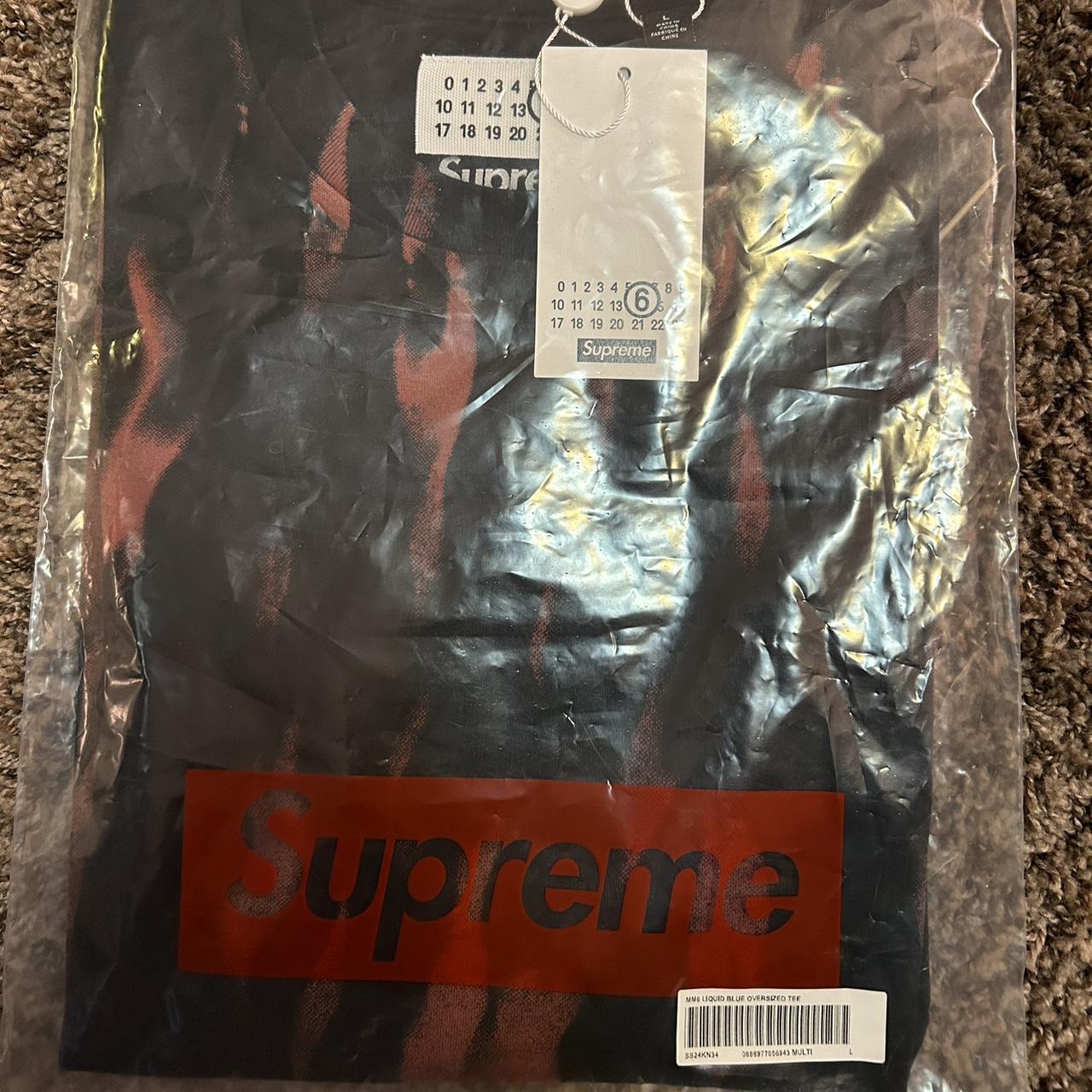 Supreme x MM6 Liquid Blue Oversized Tee Supreme MM6 Liquid Blue