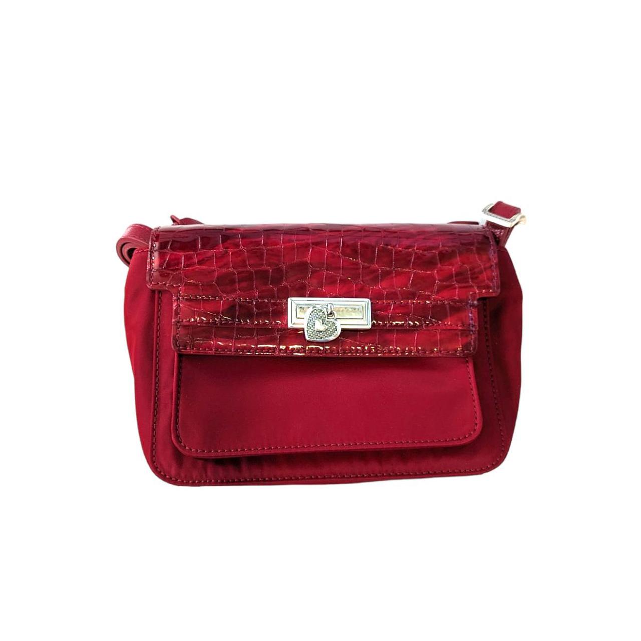 Brighton Red Suede Leather Braided Top Handle Handbag | eBay