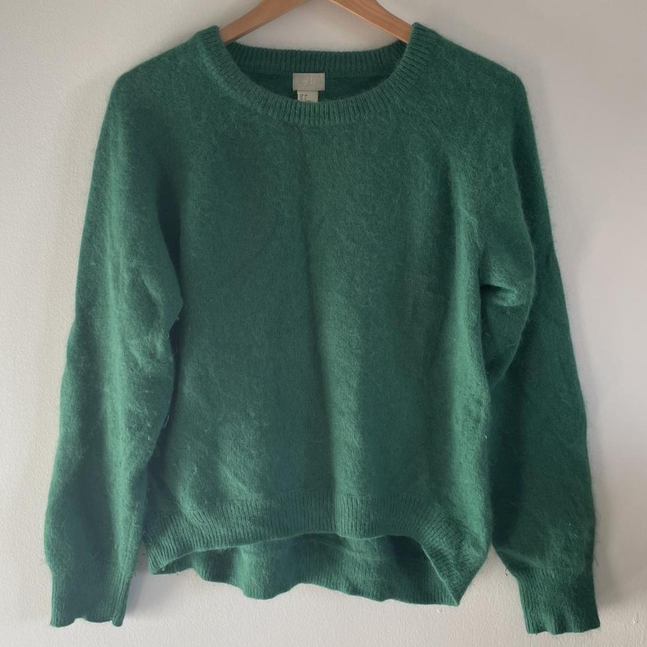 H&M Green mohair jumper Size 8. Slightly... - Depop