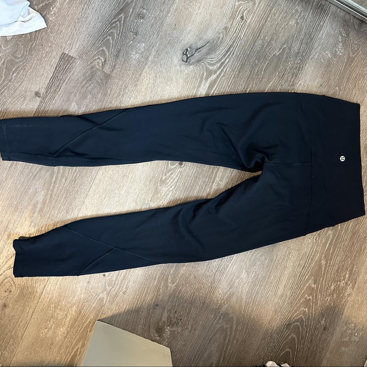 navy blue lululemon leggings no size but fits like... - Depop