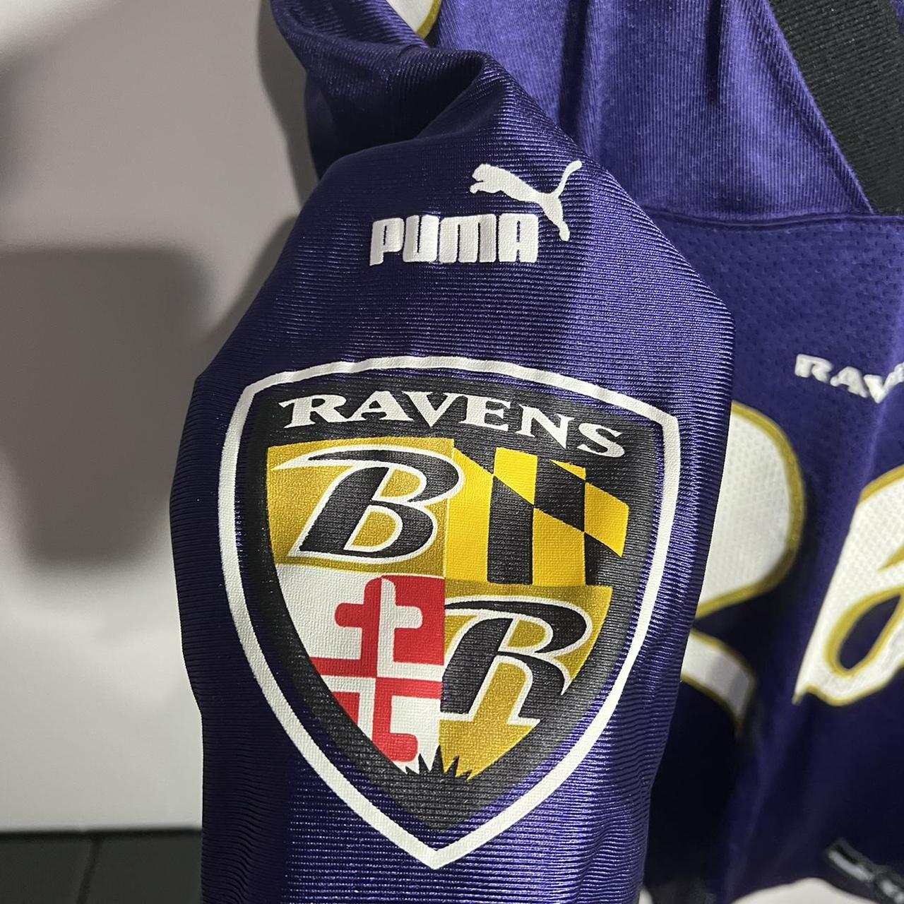 Pink and white official NFL Baltimore Raven's Jersey - Depop