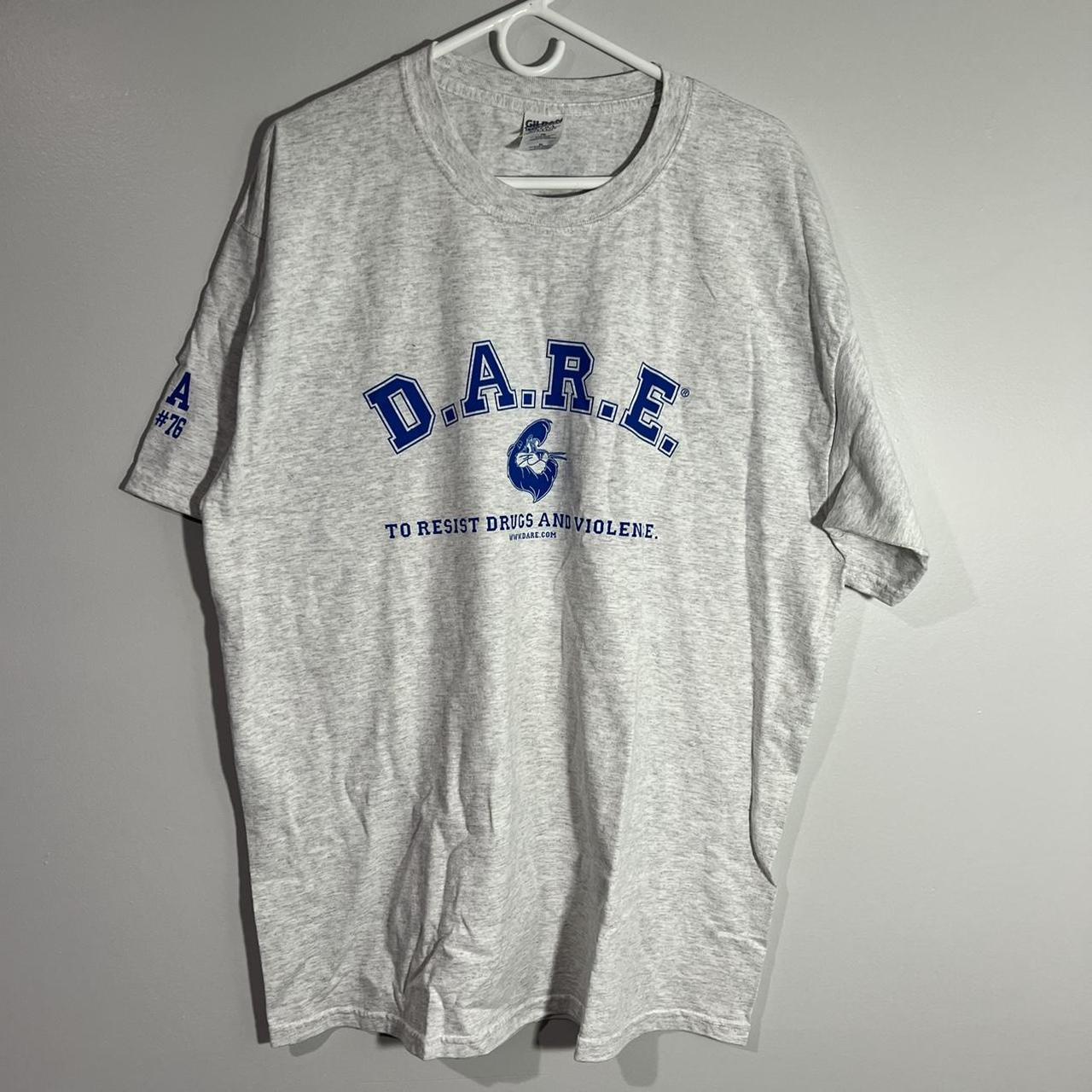 Vintage DARE To Resist Drugs Violence Lion Gray Blue... - Depop