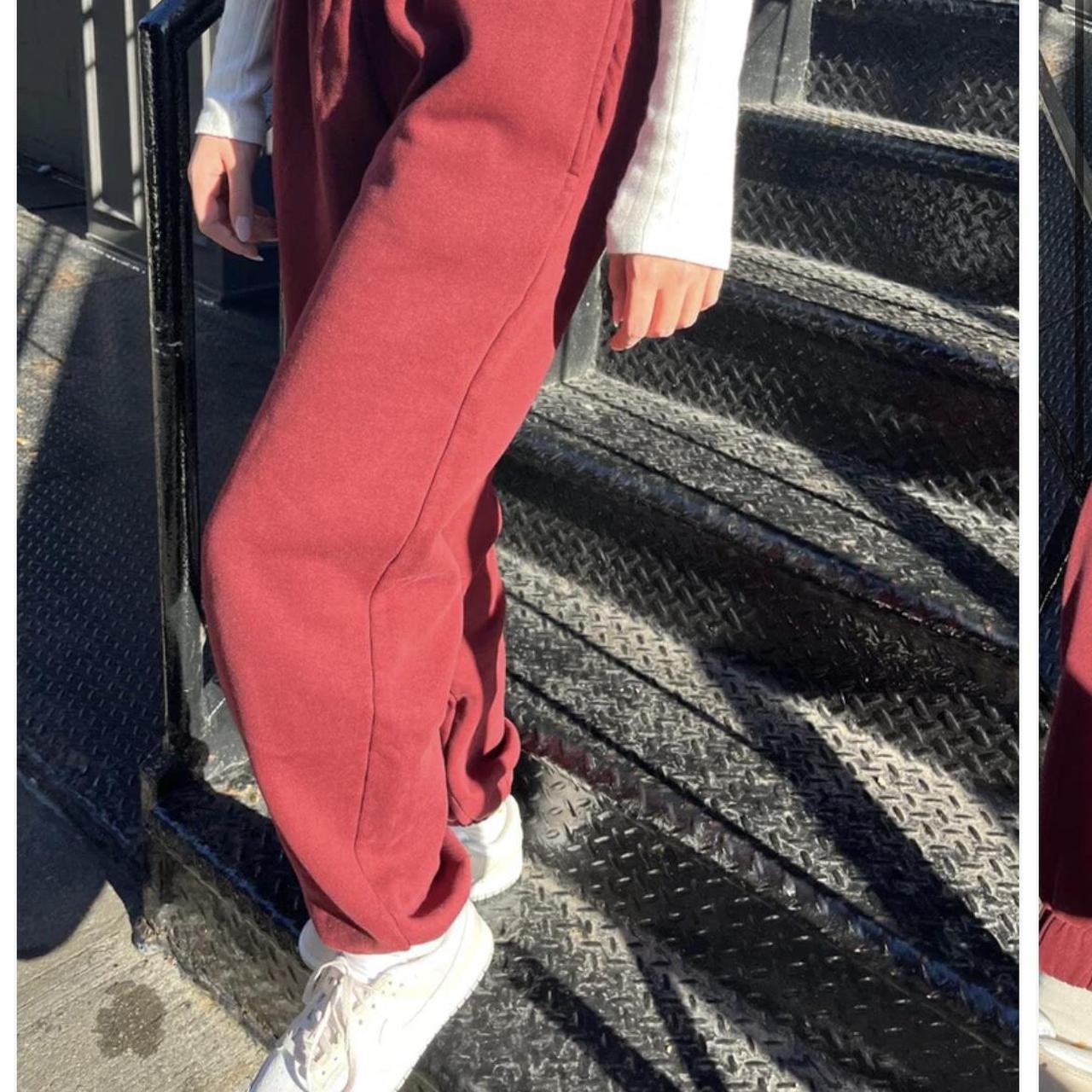 Brandy Melville maroon/burgundy rosa sweatpants, - Depop