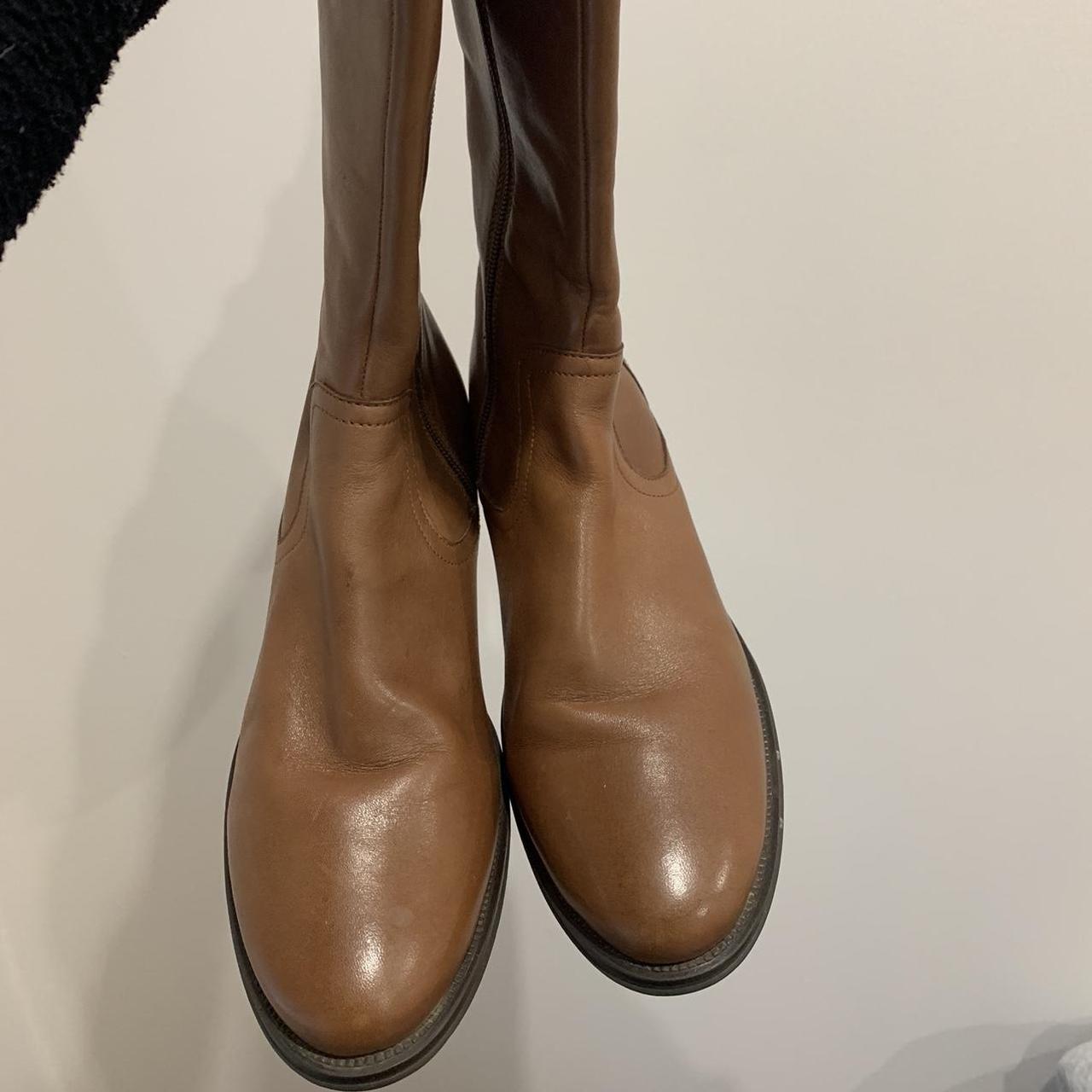 Pavers brown leather knee high boots. Depop