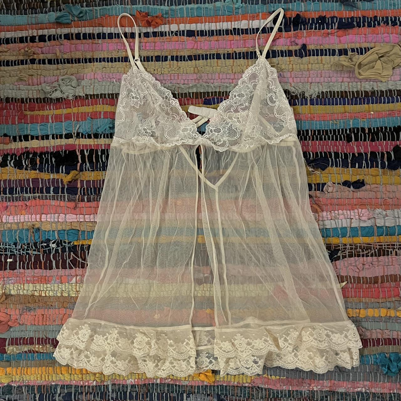 90s Victoria's Secret Sheer lace lingerie top 🦋  - Depop