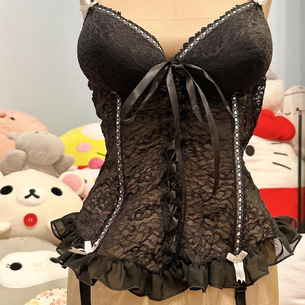 Cute And Sexy Black Corset Top With Adorable Bows Depop 9388