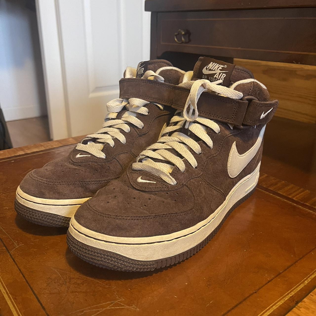 Brown suede nike high tops best sale