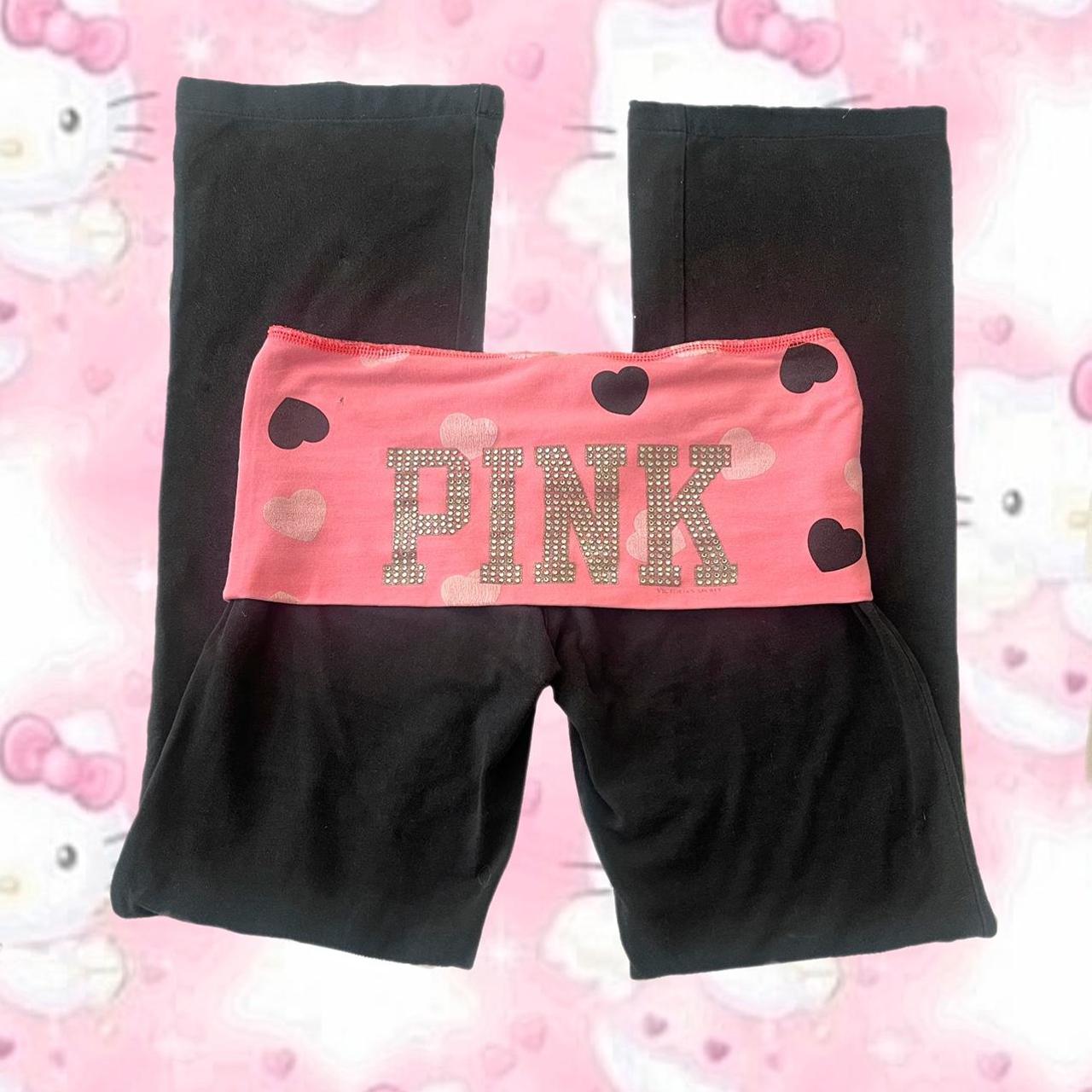 Y2k victoria secret Pink rhinestone yoga pants size - Depop