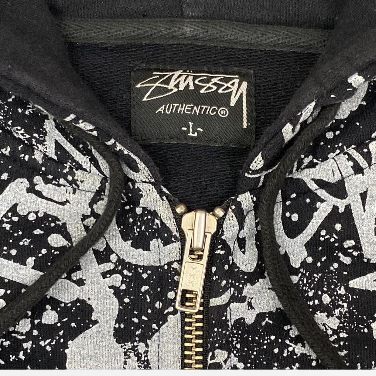Stussy early 00's Cities Splatter Zip Up Hoodie - | Depop