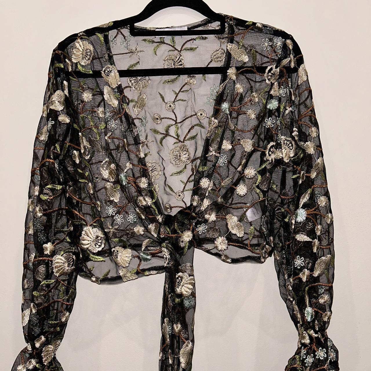 Floral mesh cardigan. Valley Girl Never worn but no... Depop