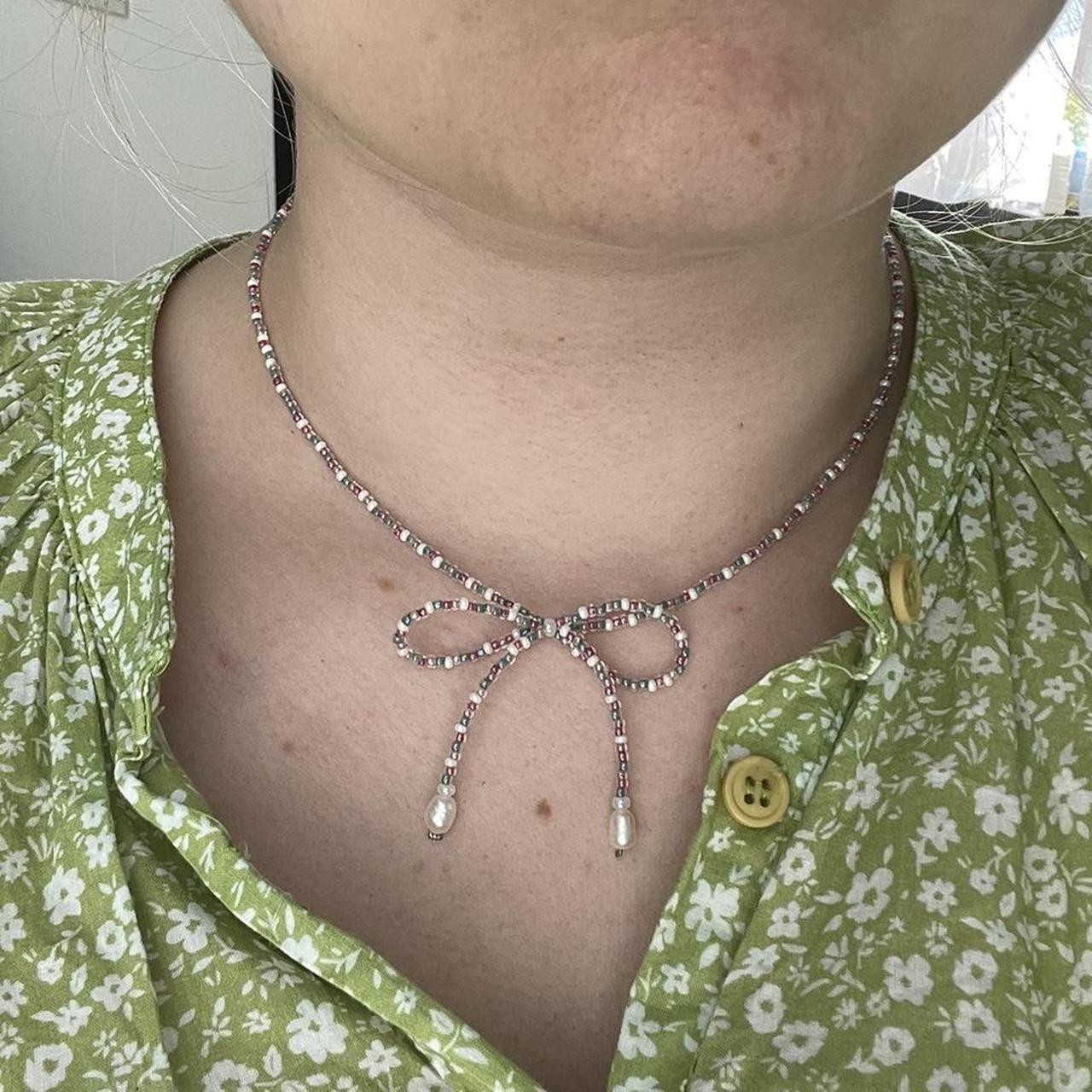 Handmade pearl-beaded-necklace - Depop