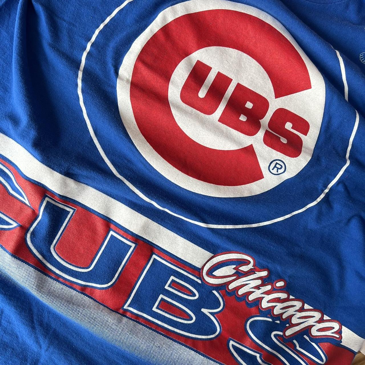 Vintage 1994 ~ CHICAGO CUBS ~ Large Blue Salem Sportswear Big Logo T-Shirt