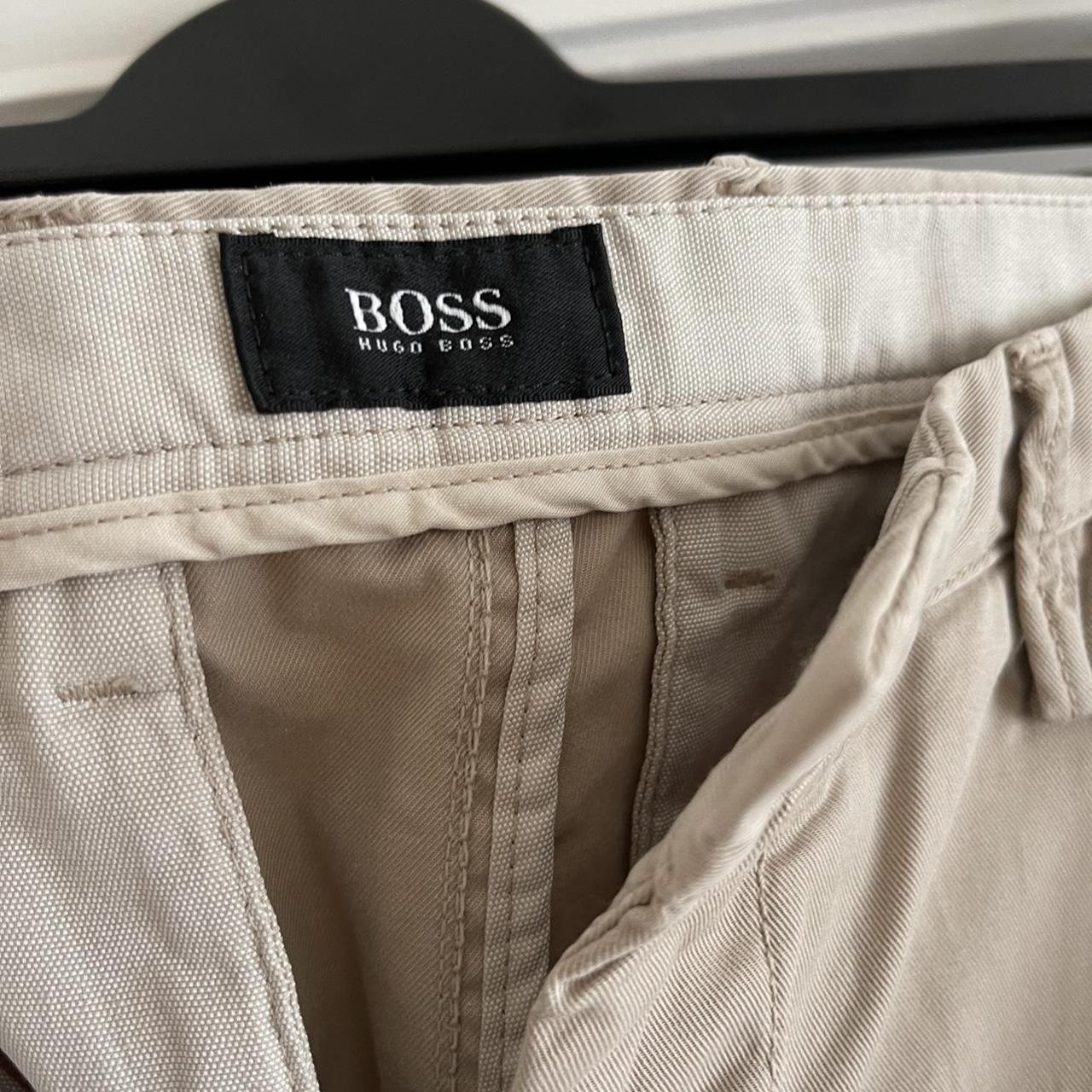 Hugo Boss Men's Cream and Tan Trousers | Depop