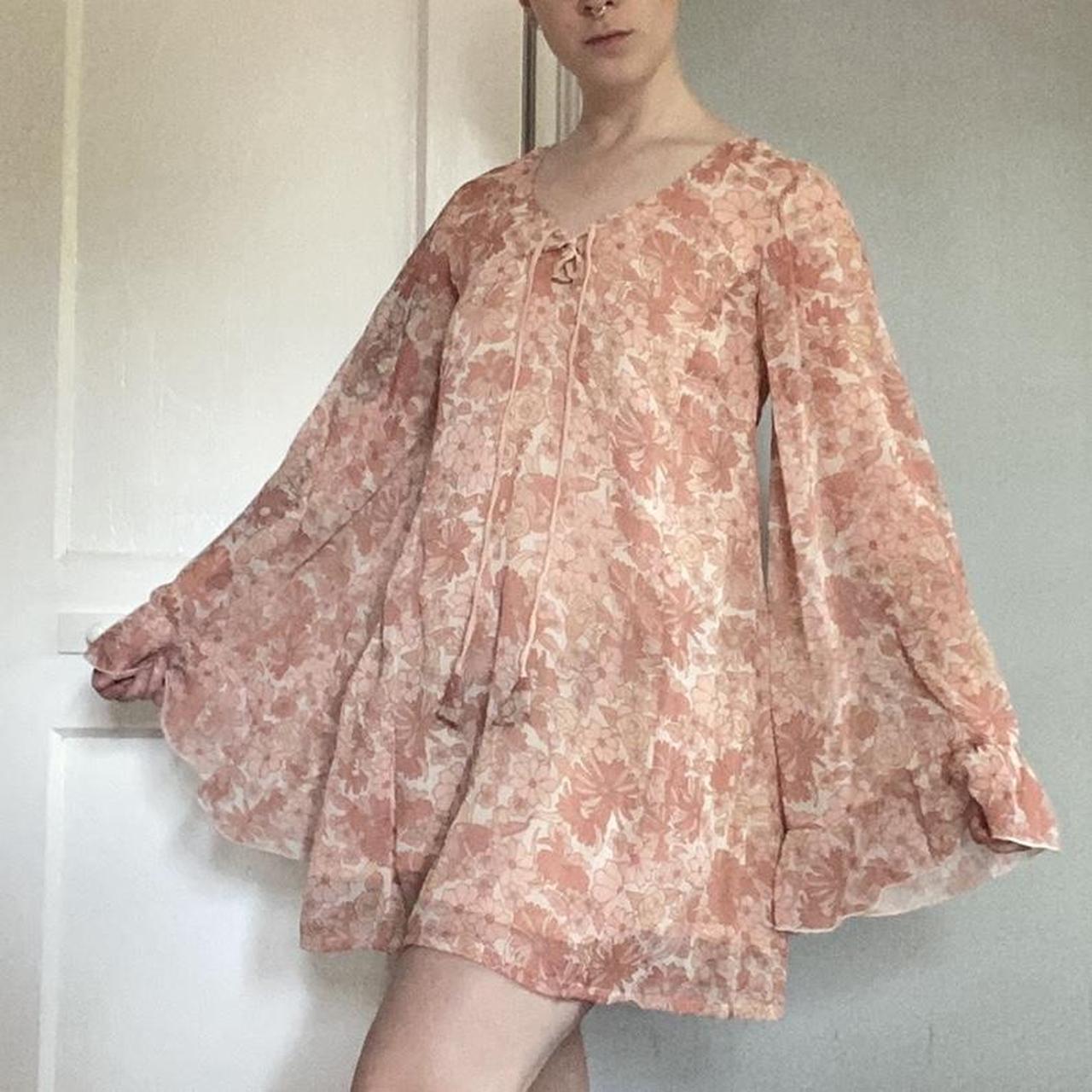 Women's Pink and Cream Dress | Depop