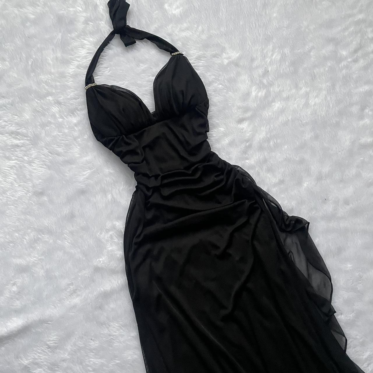 Vintage black ruffle debut dress... - Depop