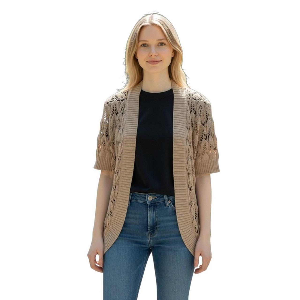 Basic Editions Women's Cardigan - Tan - M – Basic… - image 1