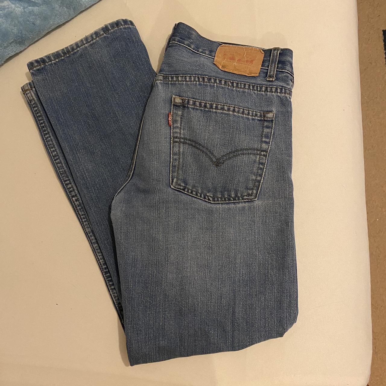 blue denim levi’s 505 low waisted jeans would fit a... - Depop