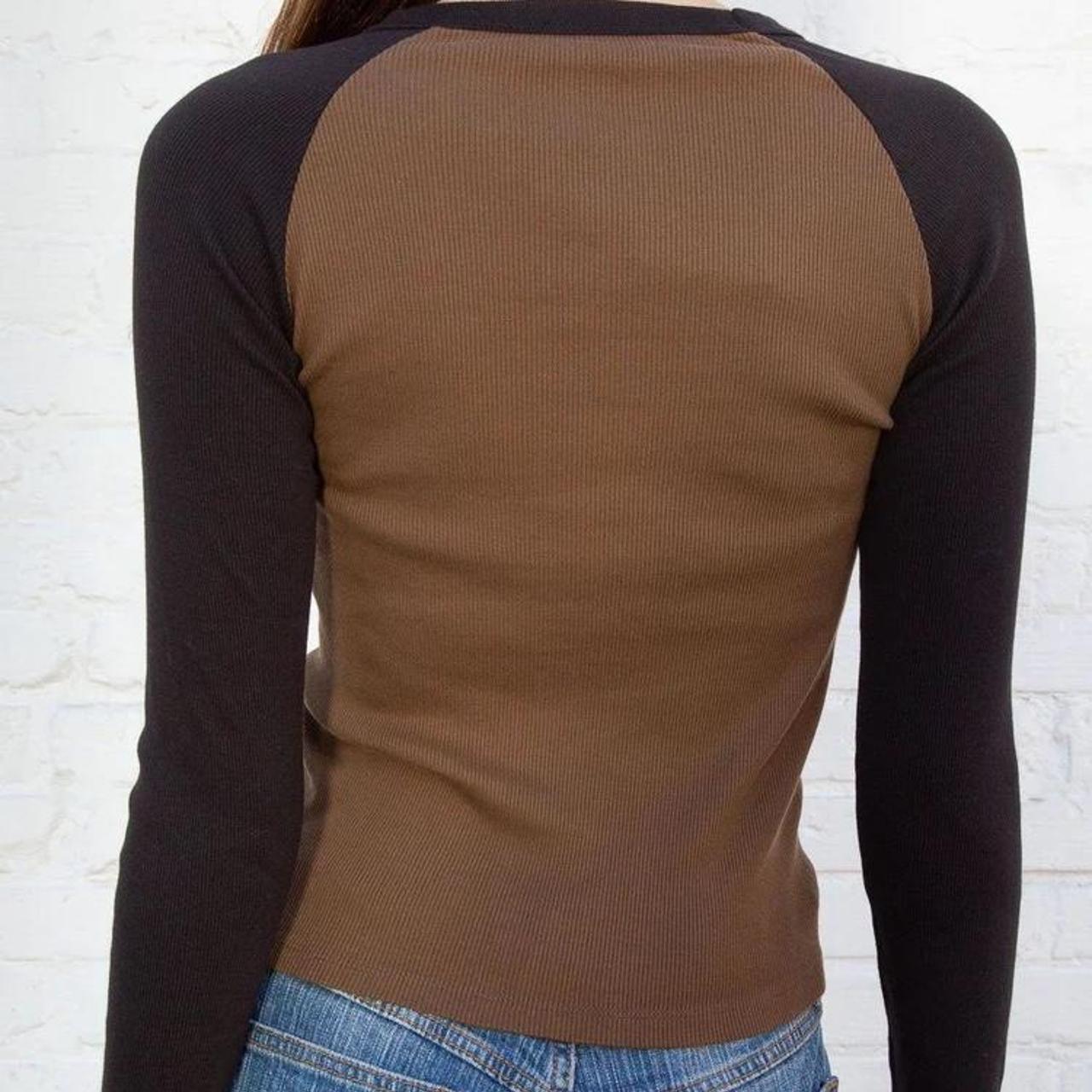 Brandy Melville Bella top brown and black barely... - Depop