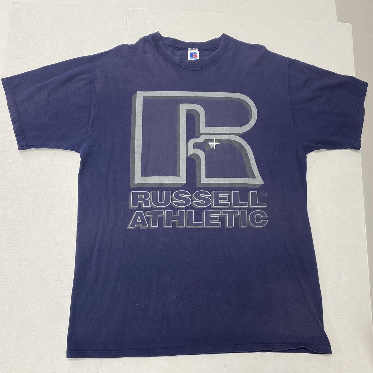 Vintage 90's Russell Athletic T-shirt Navy XL Big | Depop