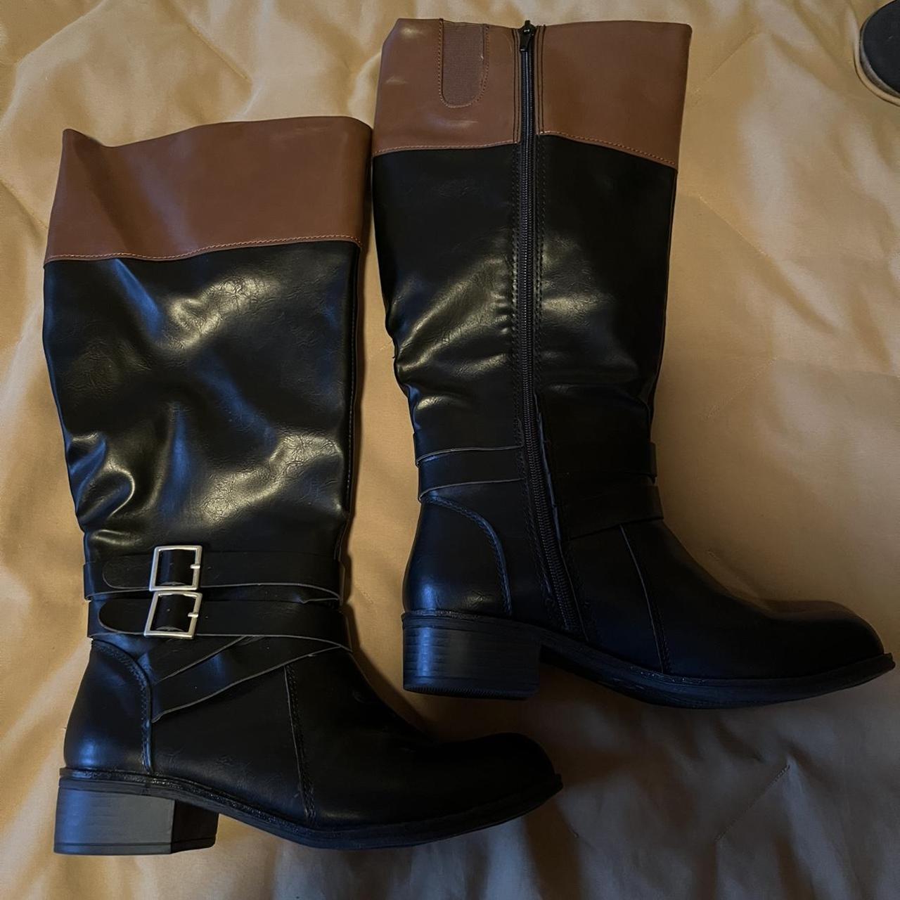 black and brown boots