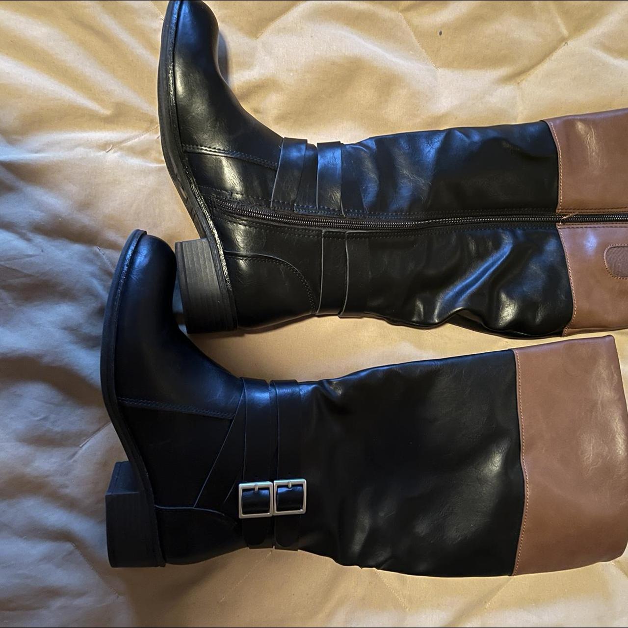 black and brown boots