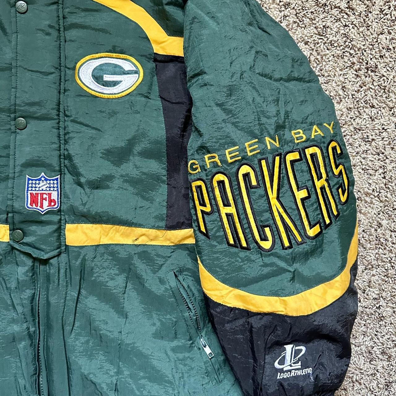 Vintage Green-bay Packers Winter Jacket, Men's - Depop