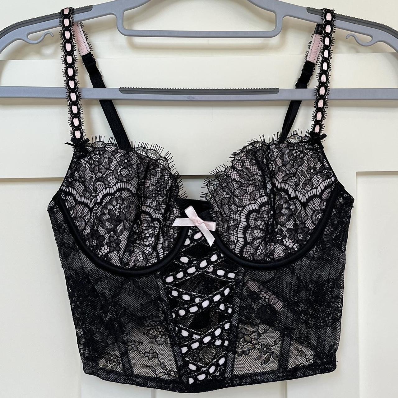 NWT Victoria's Secret corset with sheer black lace - Depop