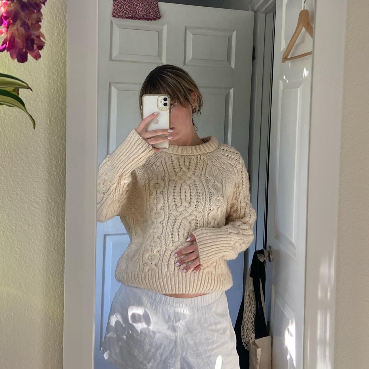 Zara Cable Knit Chunky White Sweater Size Small Depop, 45% OFF