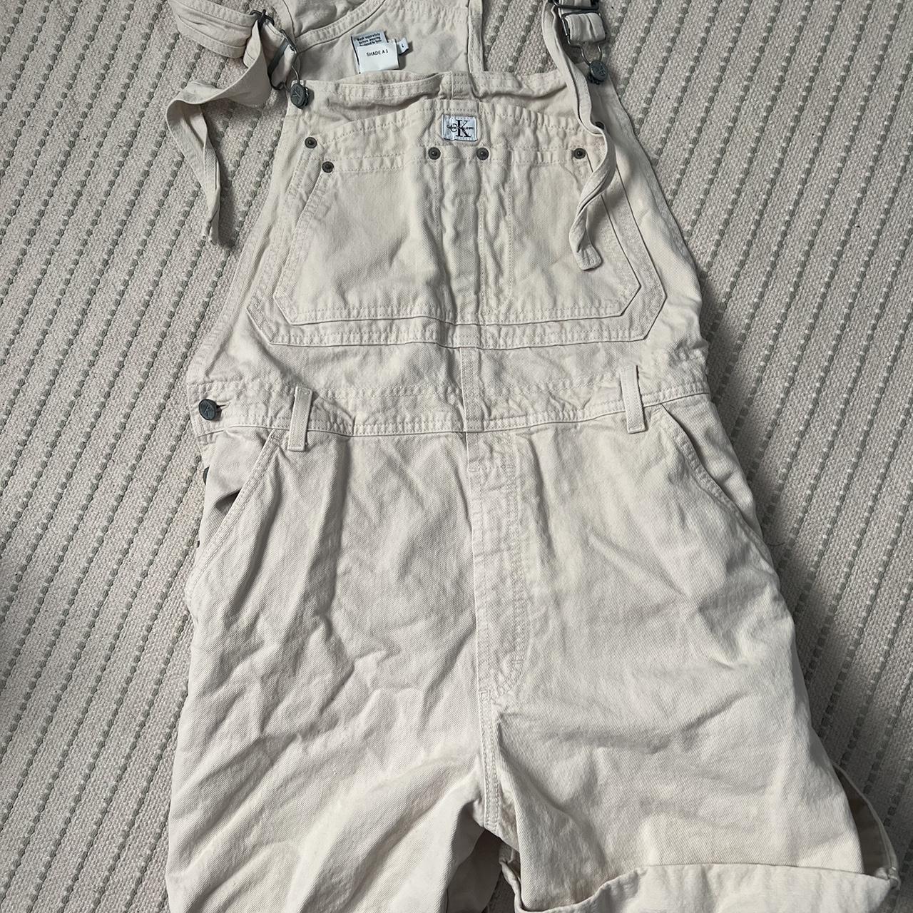 Women's Cream Dungareesoveralls Depop