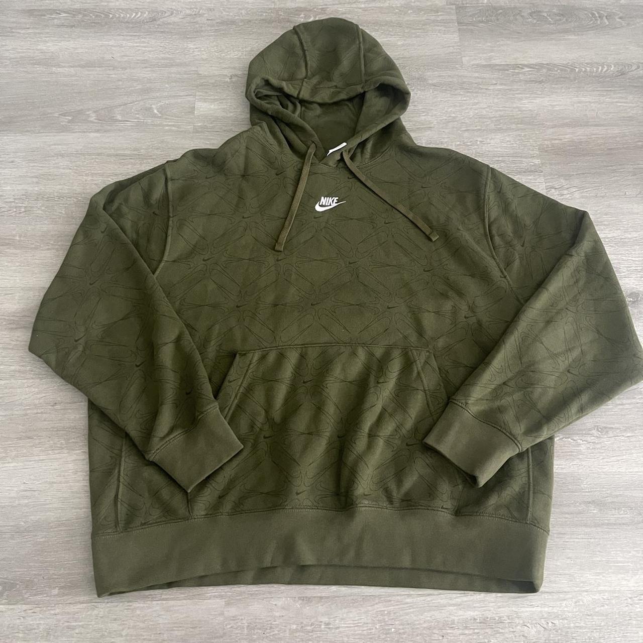 Nike NSW Club Center Swoosh Hoodie All over Logo Depop