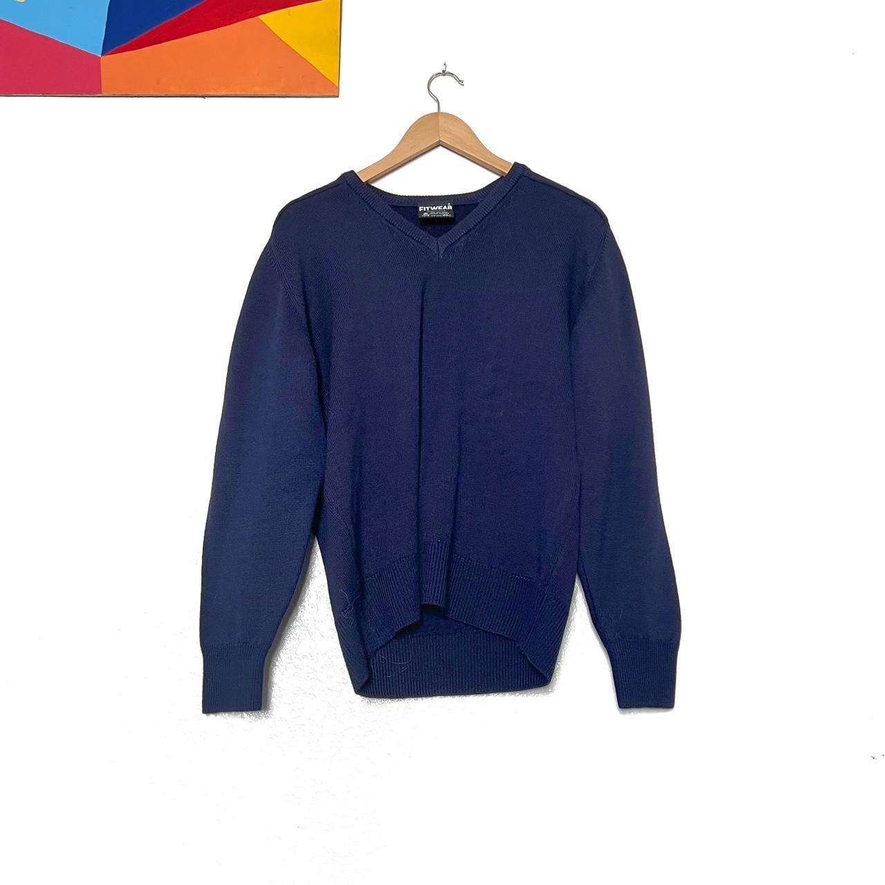 Edinburgh Woollen Mill Men's Navy and Blue Jumper Depop