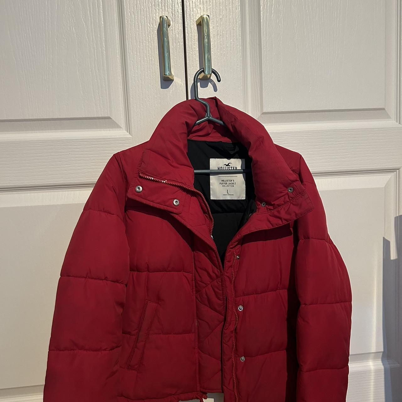 Hollister mockneck puffer jacket red on sale