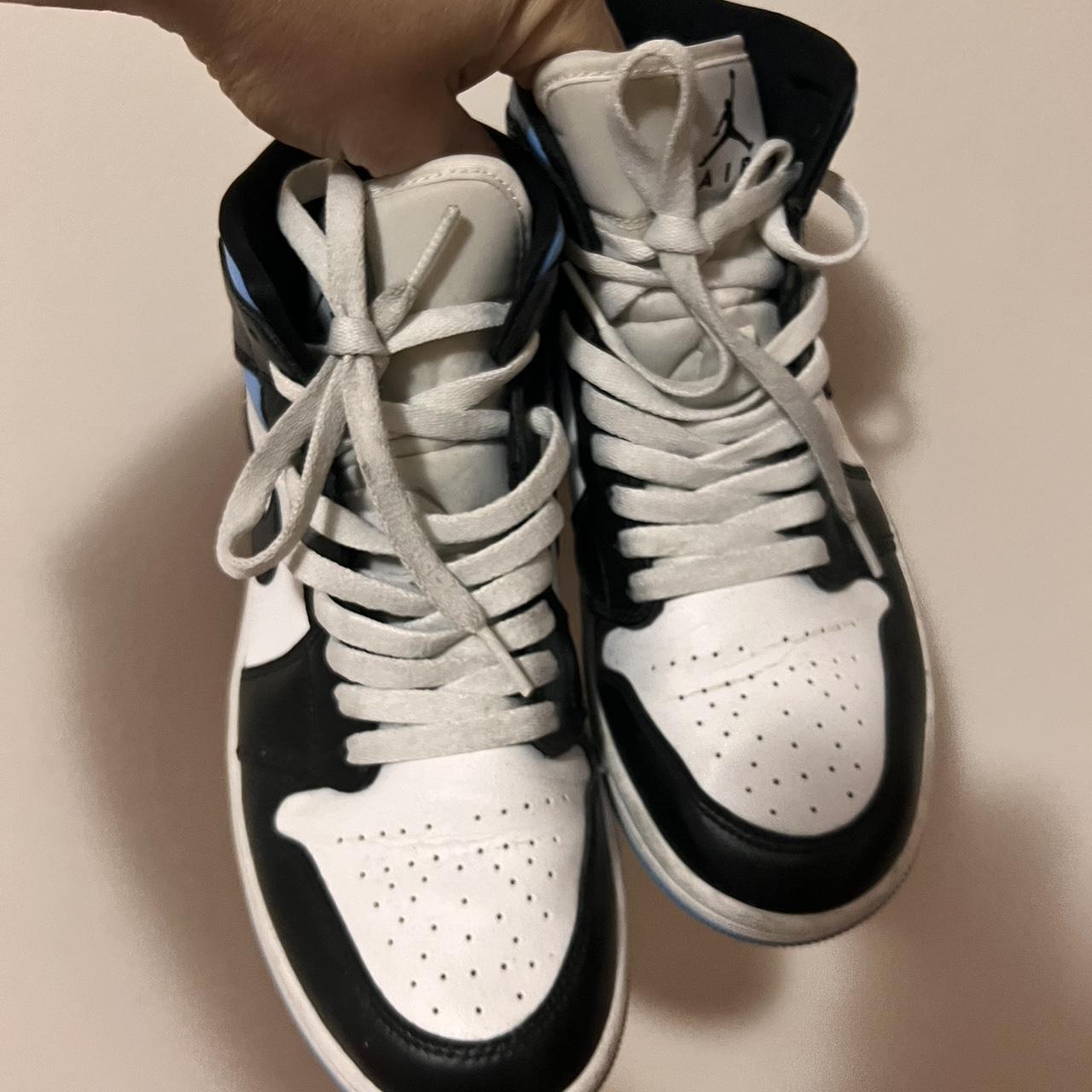 Nike Dunk high tops . Black White Baby Blue .... - Depop