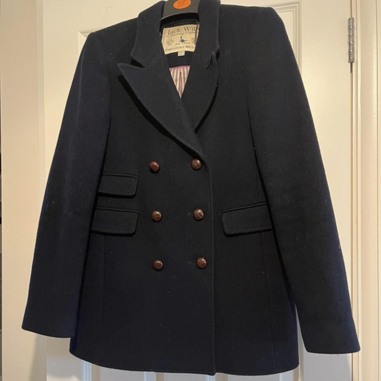 Women's Navy Coat | Depop