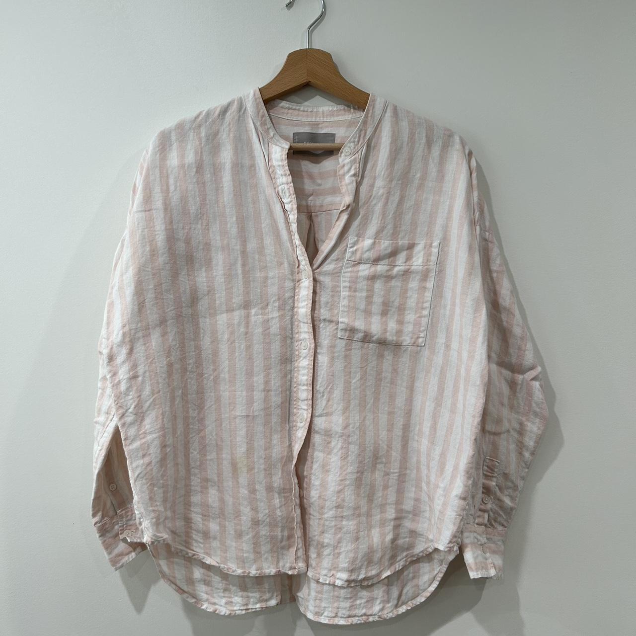 Everlane linen button up in a pink/white... - Depop