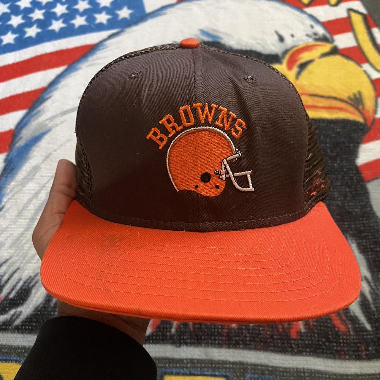 Vintage Cleveland Browns Trucker Hat // Brown and White 