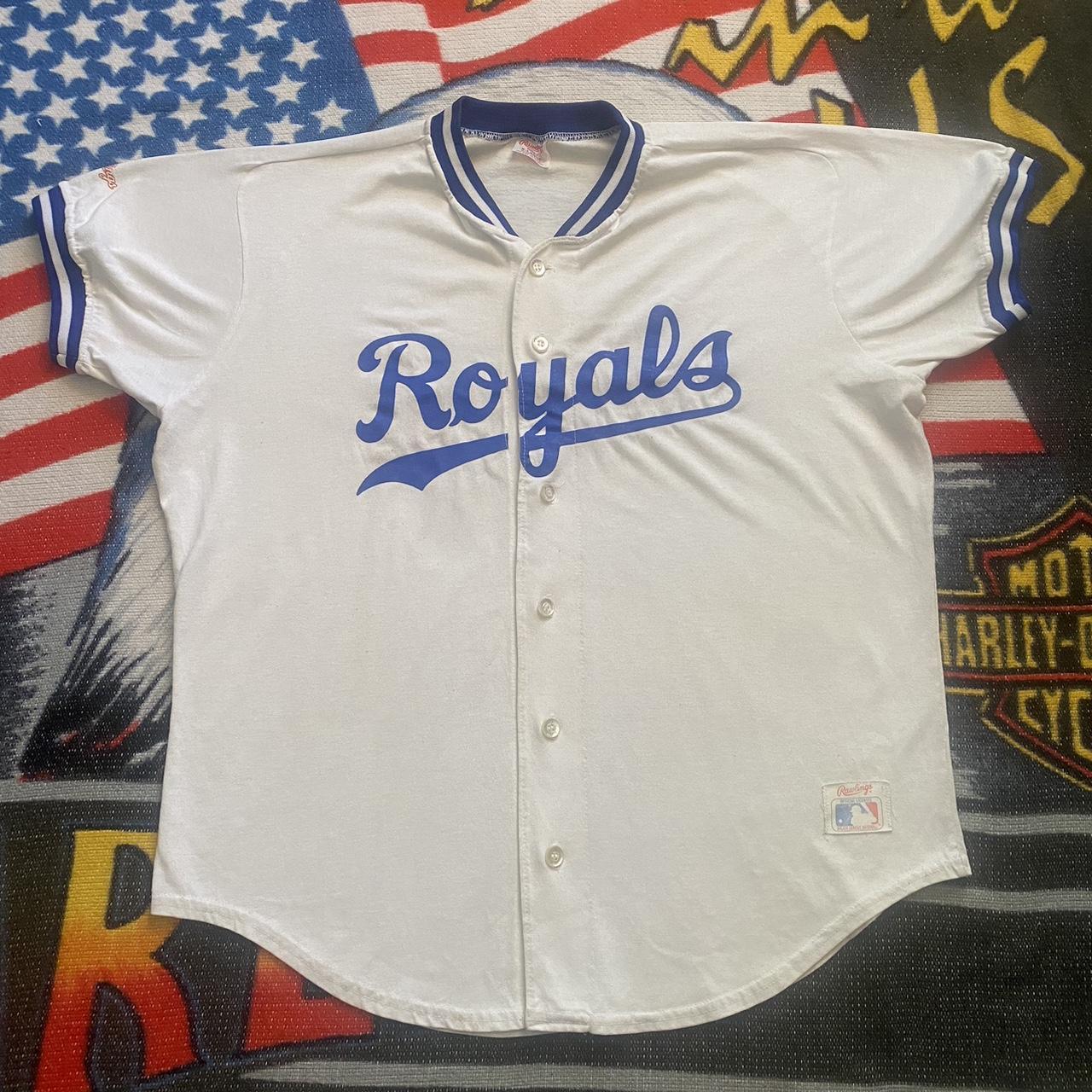 90's Kansas City Royals Baseball Jersey By Logo - Depop