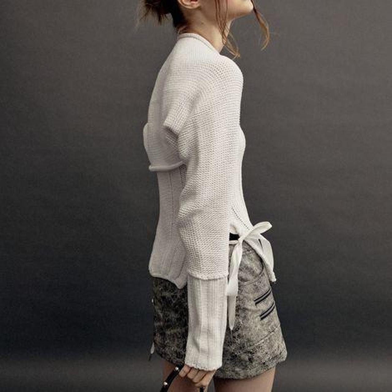 Threetimes white knit tube tob with side tie ribbons... Depop