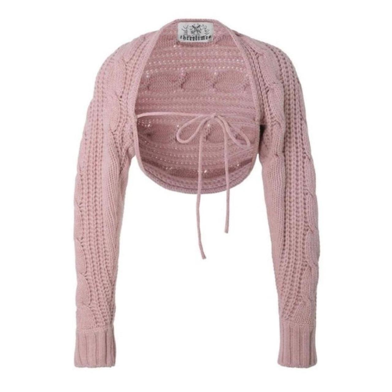 Threetimes cable bolero in pink, • one size (fits...