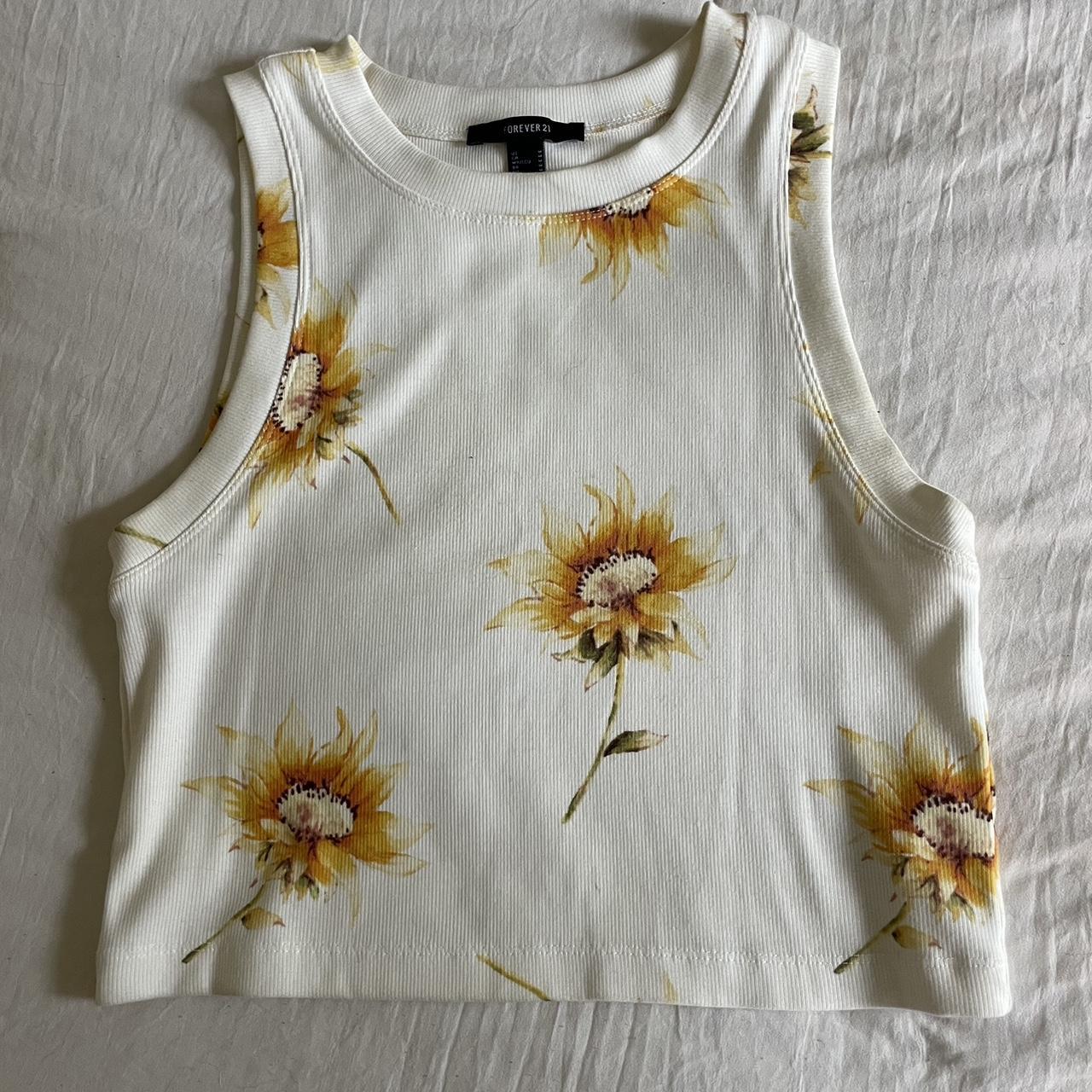 White and yellow sunflower crop top. summer croptop