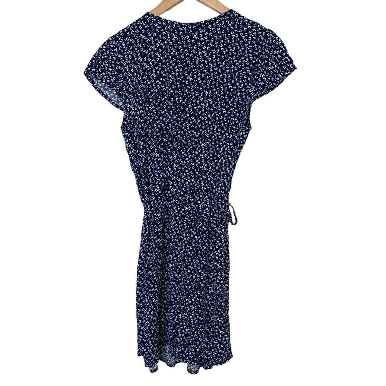 Brandy Melville Robbie Wrap Dress Ditzy Floral Navy Blue White