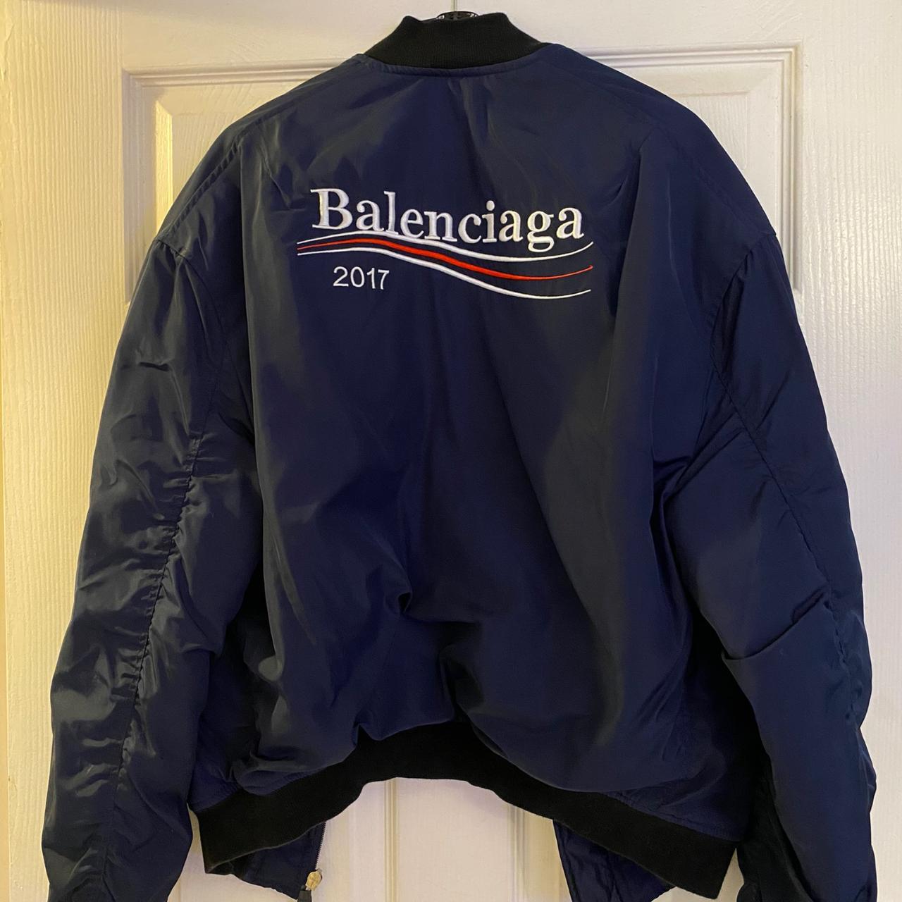 BALENCIAGA 2017 Runway navy Wobble Campaign MA1 | Depop