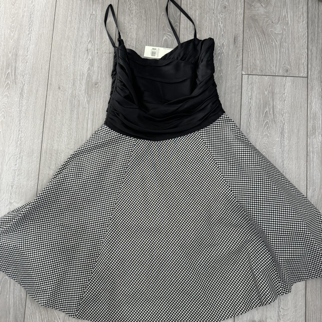 Gingham and Black Swing Dress. Size 12 from... - Depop