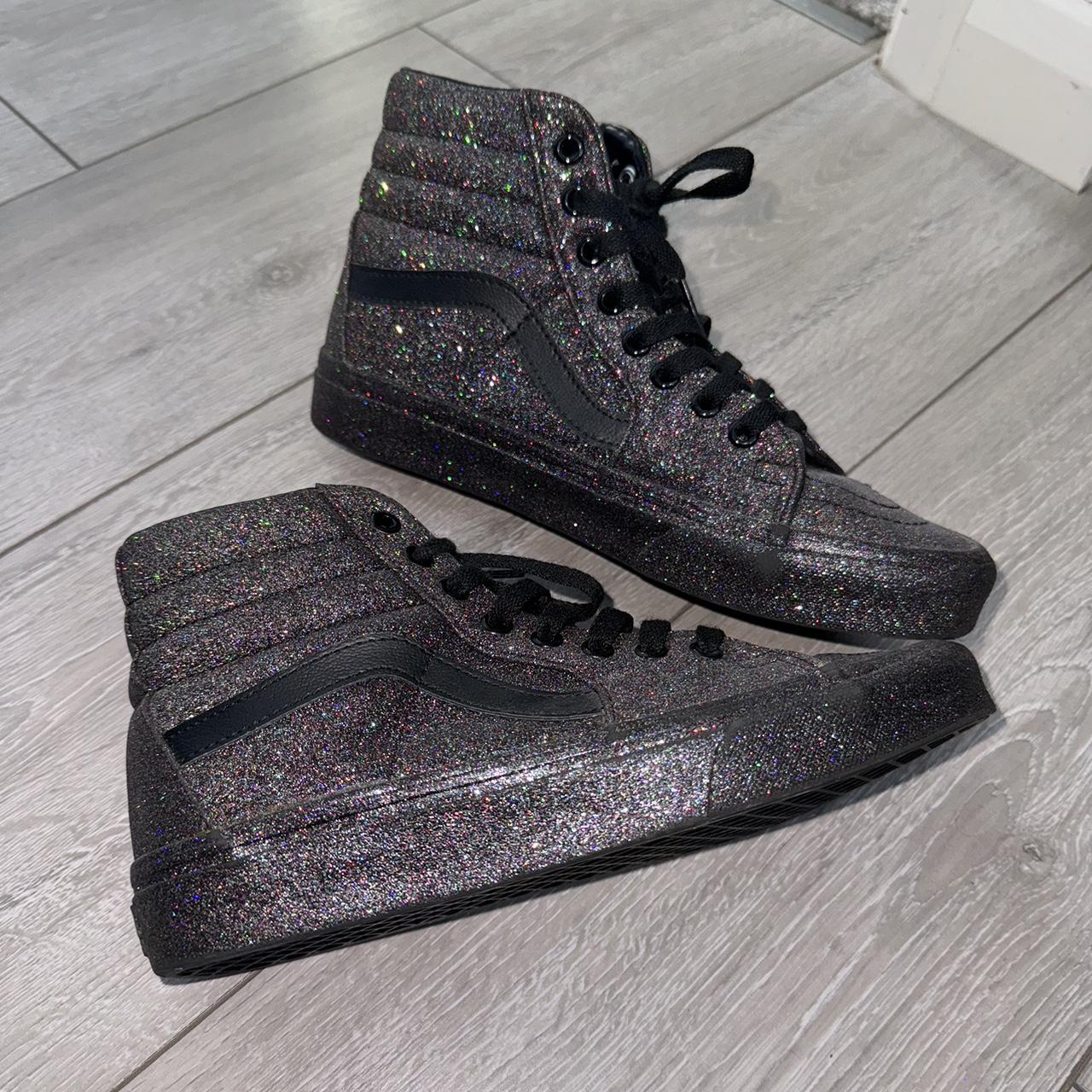 Vans Sk8 Hi Rainbow Glitter Black High Top Trainers