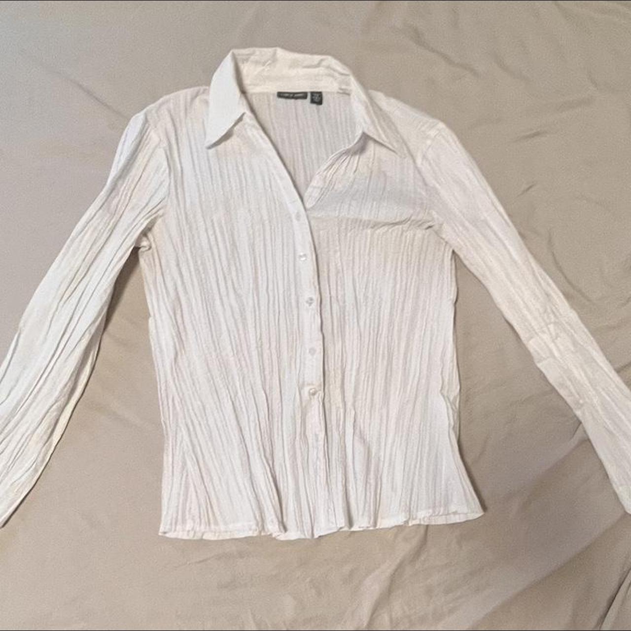 adorable button up white crinkle shirt. I got this... - Depop