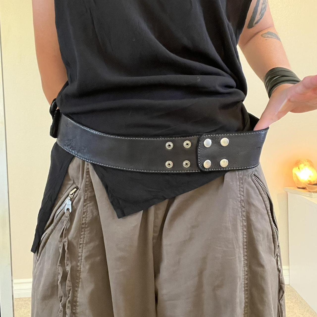Vintage leather utility belt with mini pockets that | Depop