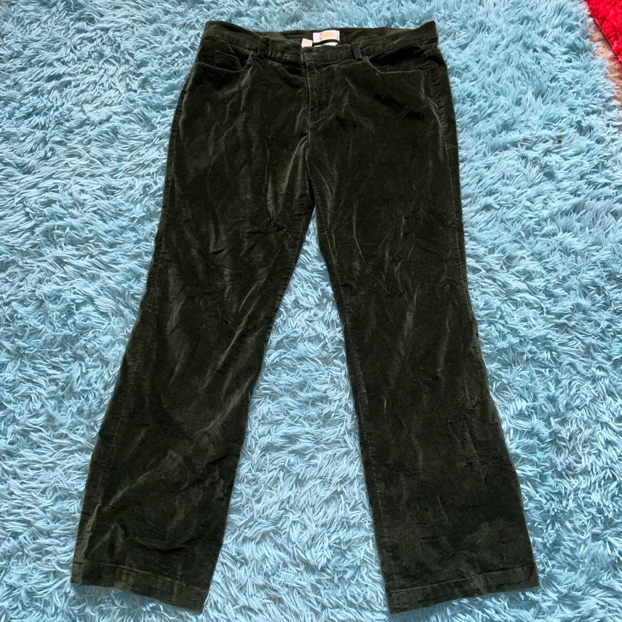 Women's Dark Green Velvet Trousers Green, L | Beyond Retro